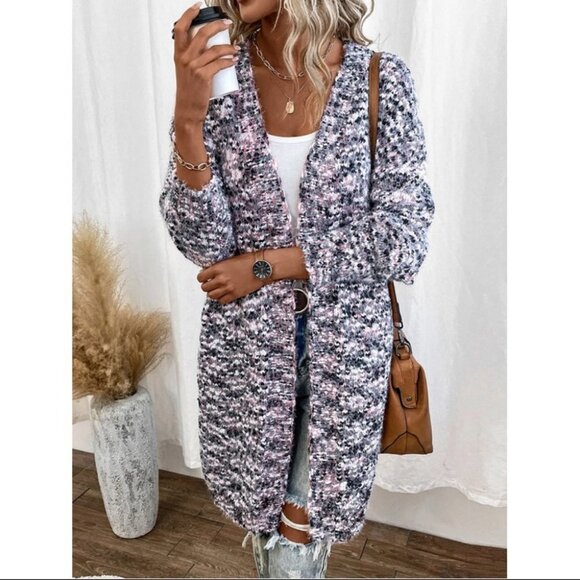 Marled Knit Duster knit sweater Cardigan - Picture 7 of 7